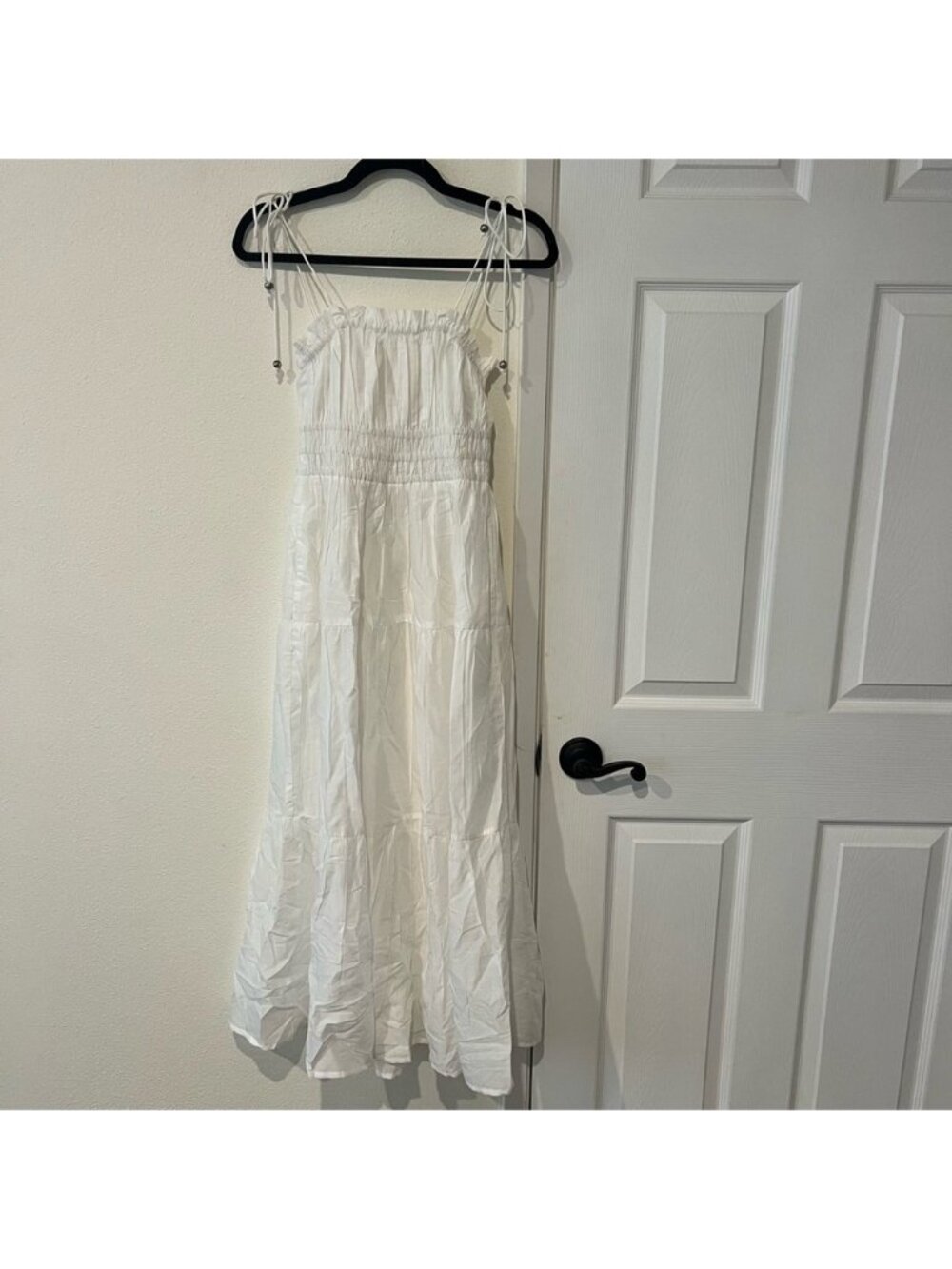 White Smocked Tiered Midi Dress Size Small NWT